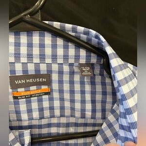 Van Heusen Men's Blue and White Plaid Shirt